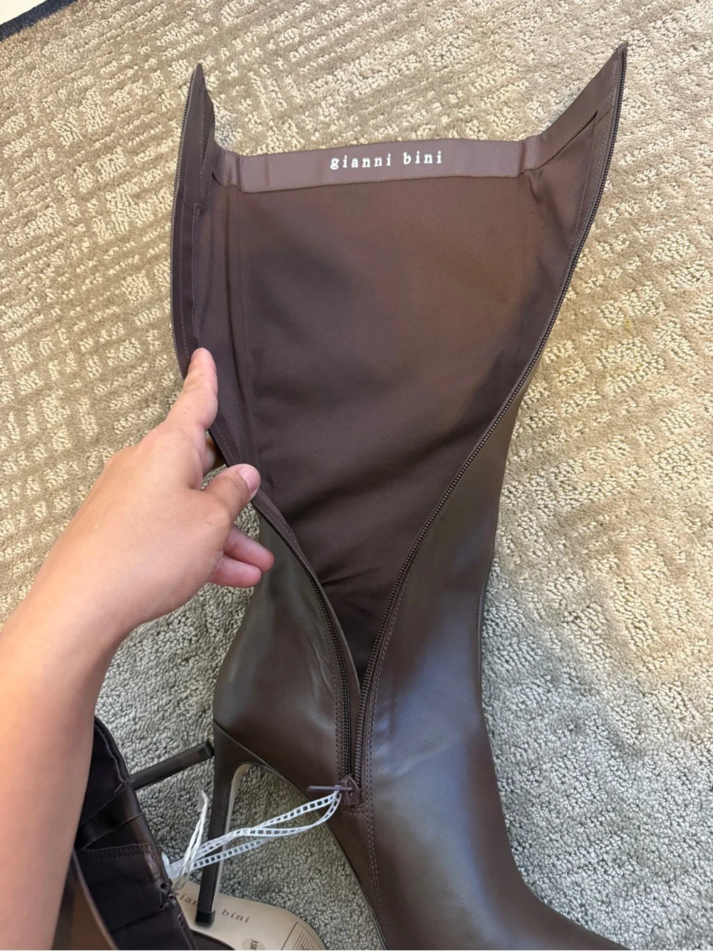 Gianni Bini Brown Knee High Pointed Toe Stiletto Boots Size 9.5 NWT